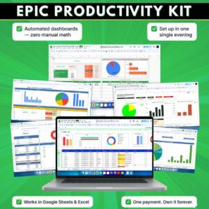 Epic Productivity Kit – Starter Pack (Google Sheets & Excel Templates)